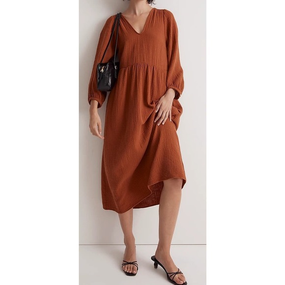 Madewell Rust Midi Dress - Picture 1 of 10